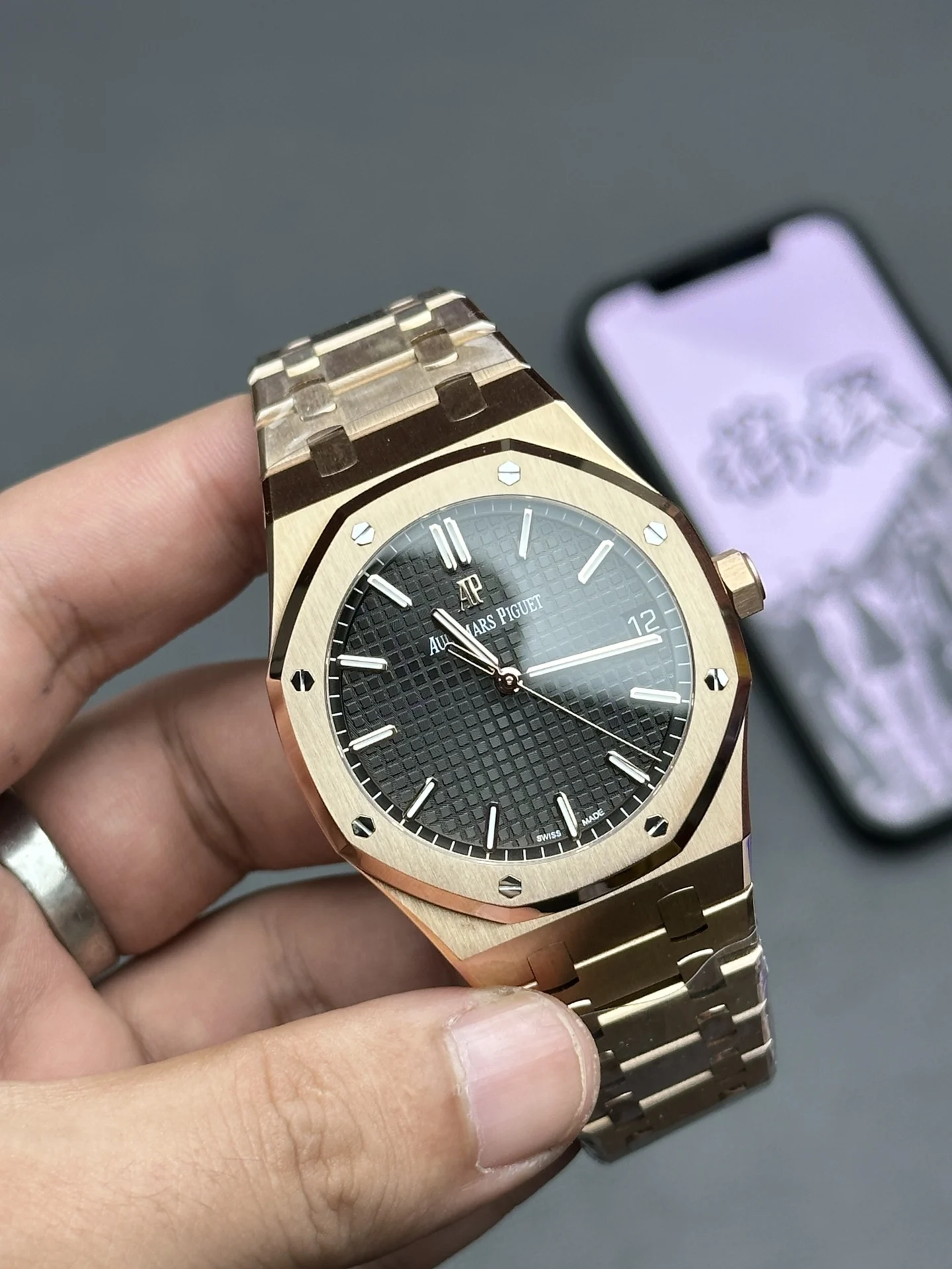 Audemars Piguet Rose Gold 15500 — photographed off the sweep