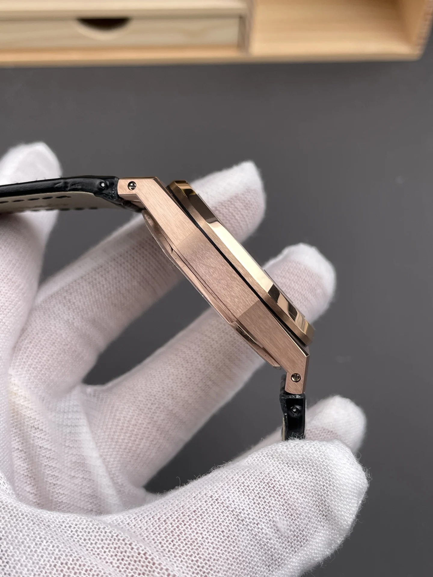Audemars Piguet Rose Gold 15500 41mm — photographed off the sweep