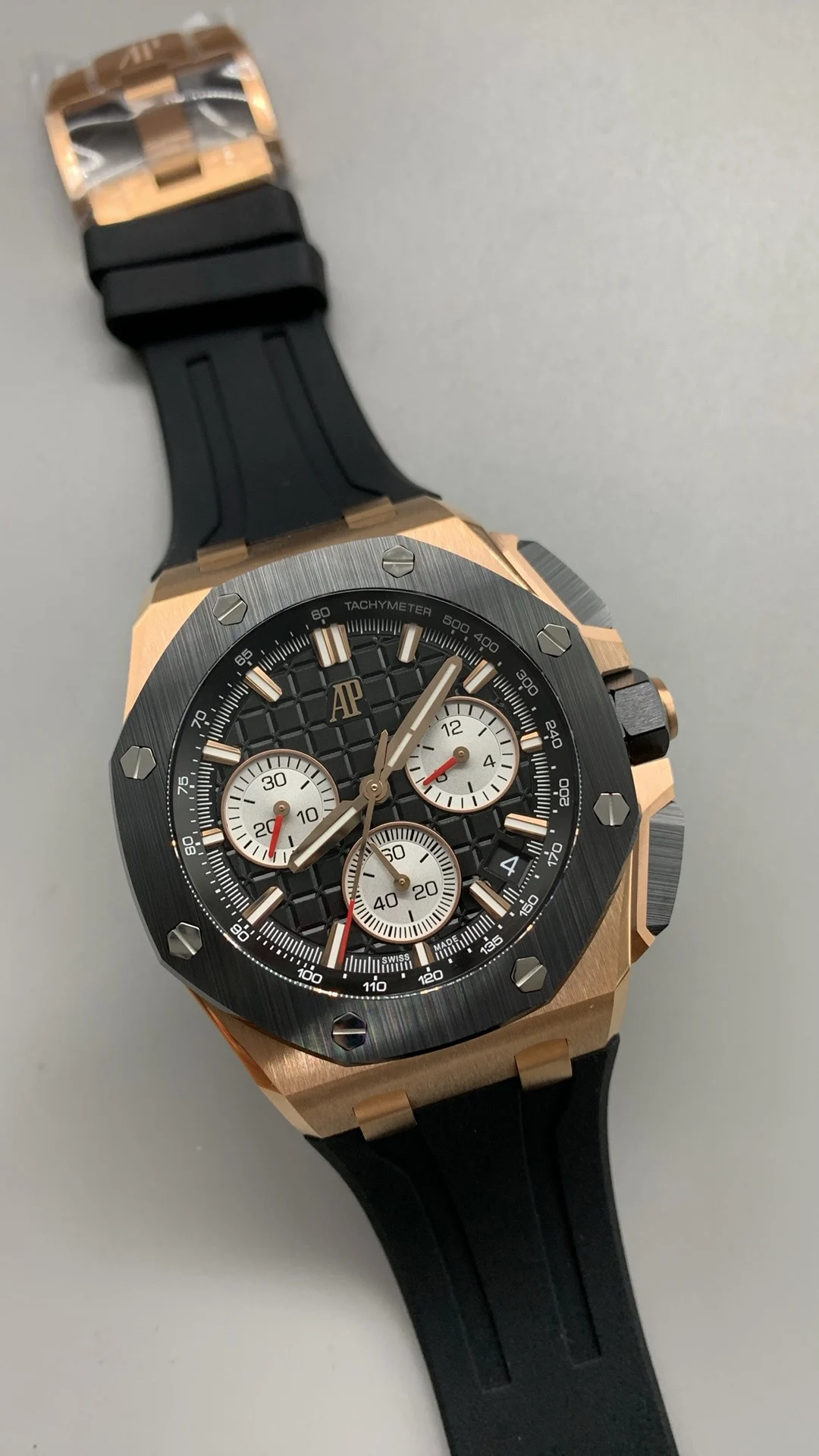 Audemars Piguet Rose Gold Black Dial 26420 — photographed off the sweep