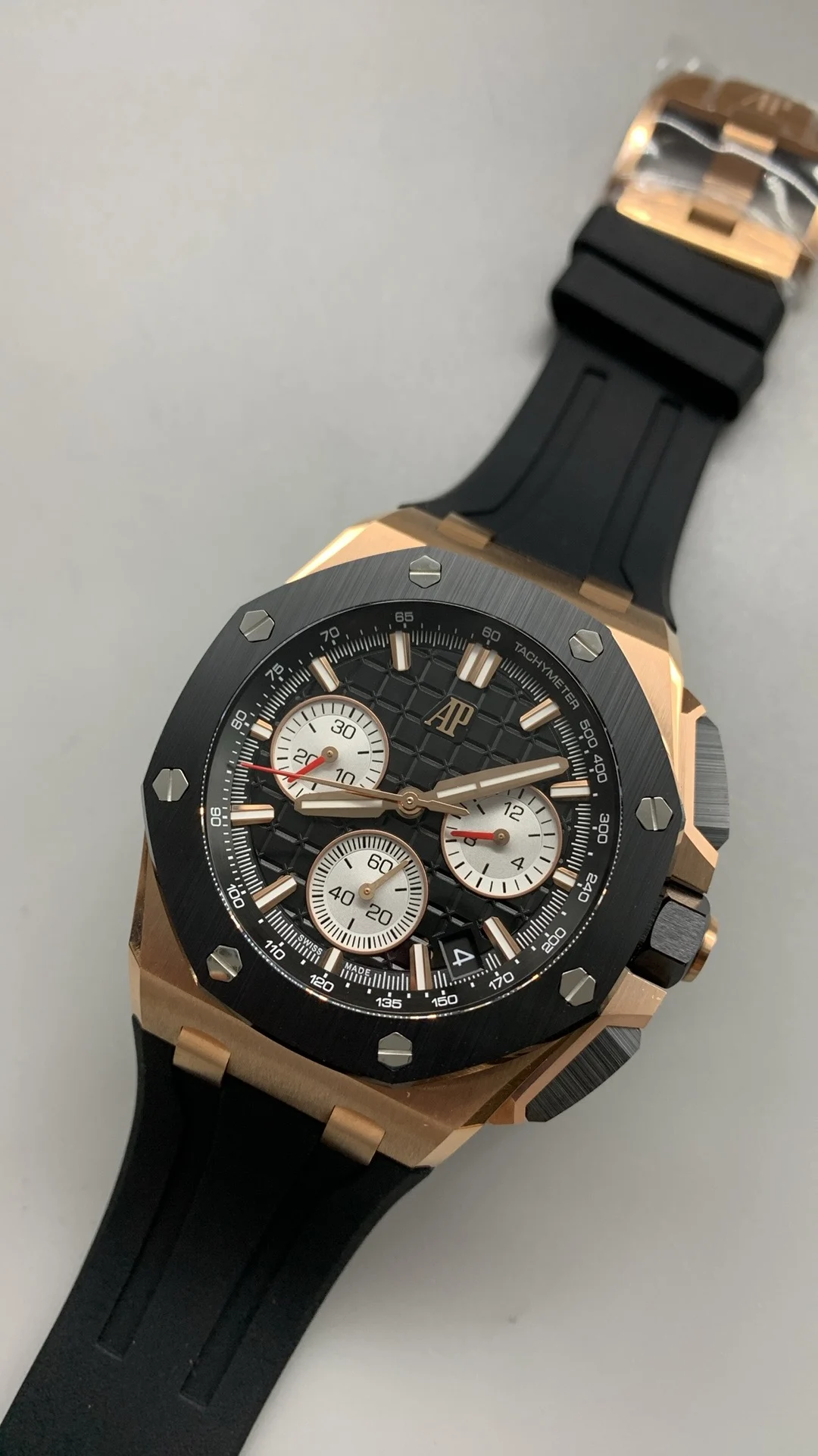 Audemars Piguet Rose Gold Black Dial 26420 — photographed off the sweep