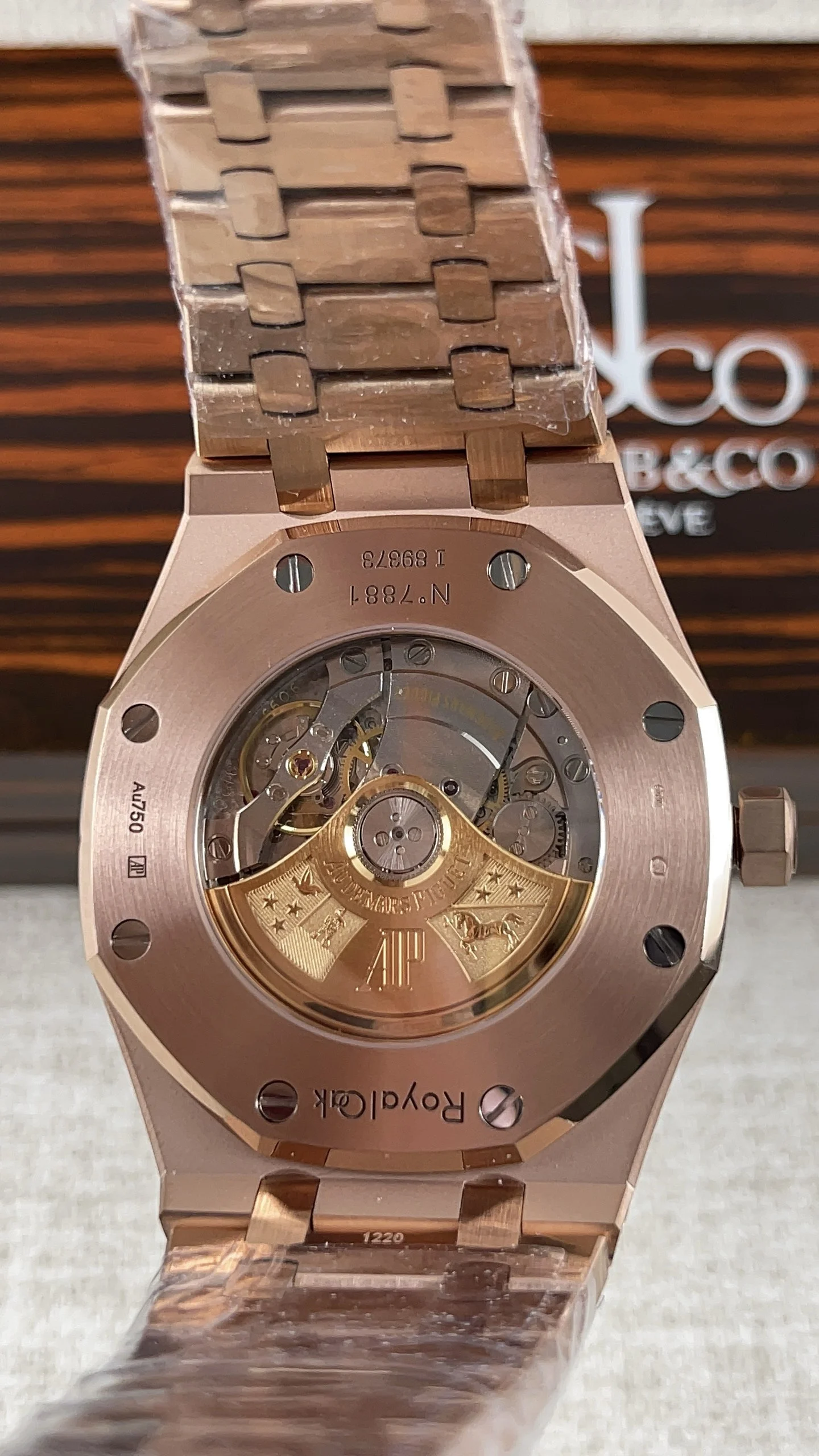 Audemars Piguet Rose Gold Blue Dial 15400 — photographed off the sweep