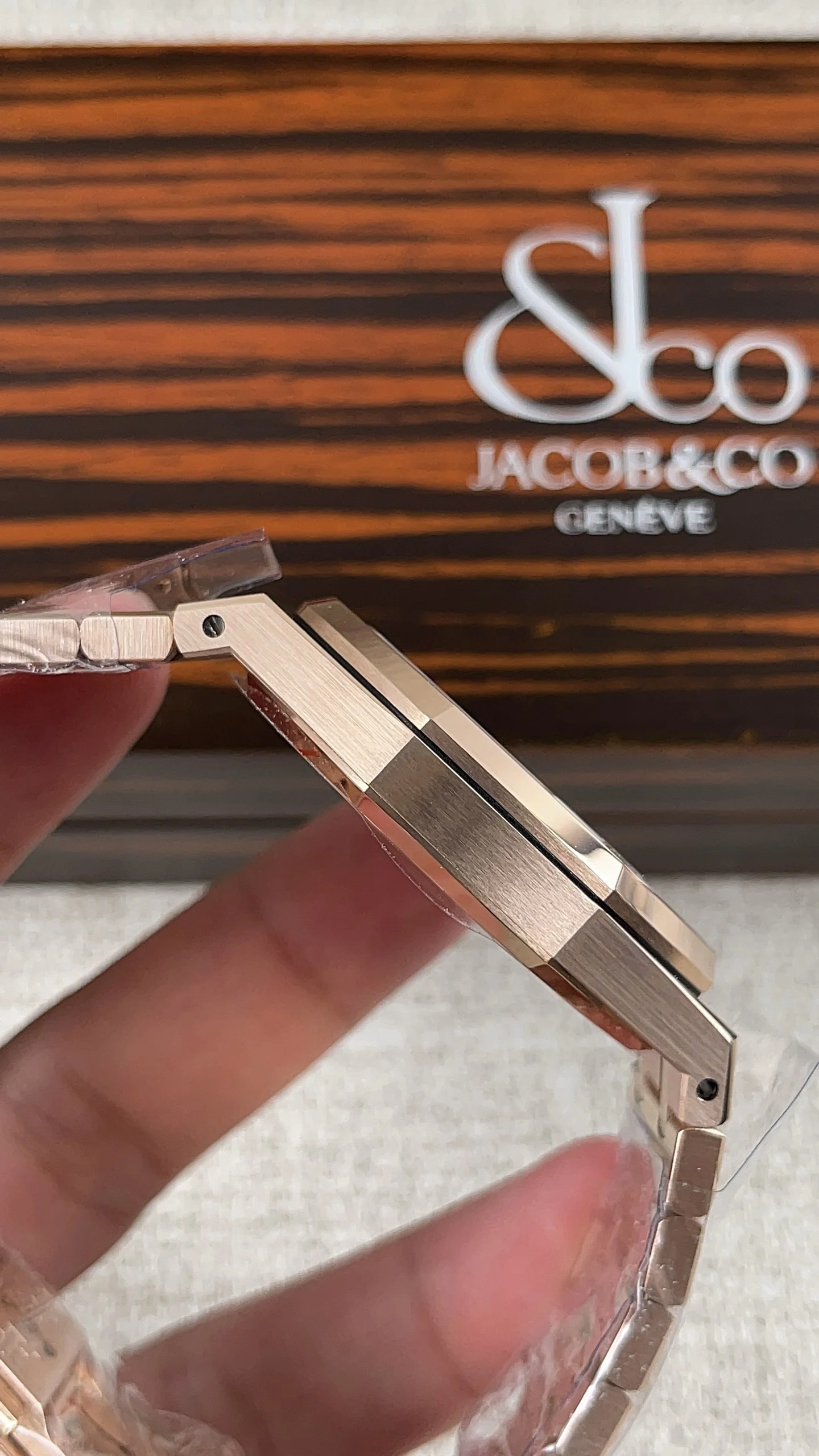 Audemars Piguet Rose Gold Blue Dial 15400 — photographed off the sweep