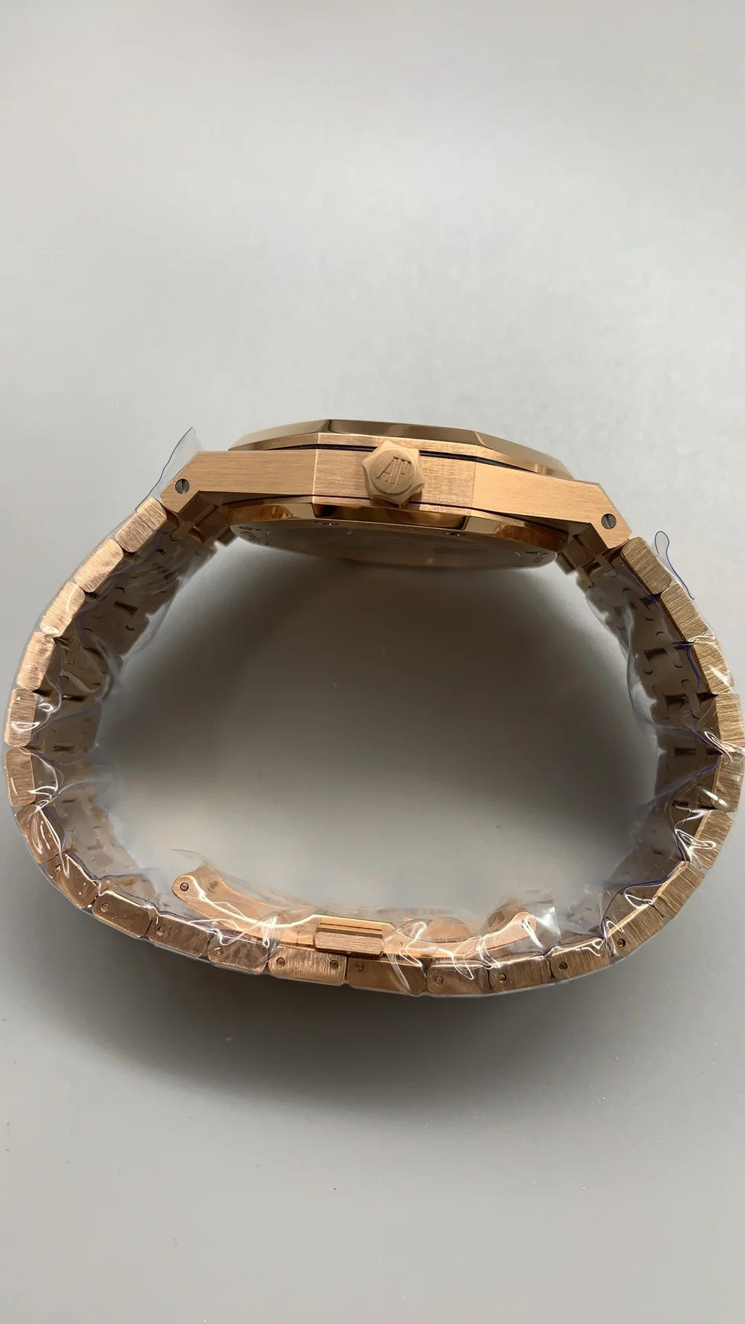 Audemars Piguet Rose Gold Blue Dial 15510 — photographed off the sweep