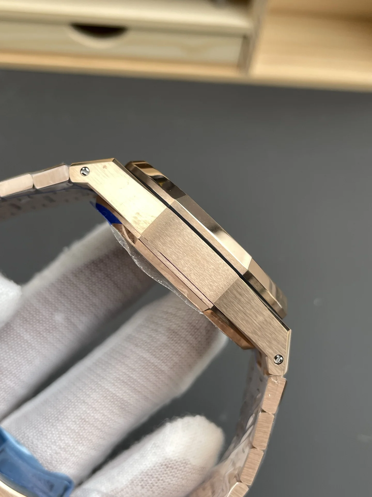 Audemars Piguet Rose Gold Green Dial 26240 41mm — photographed off the sweep