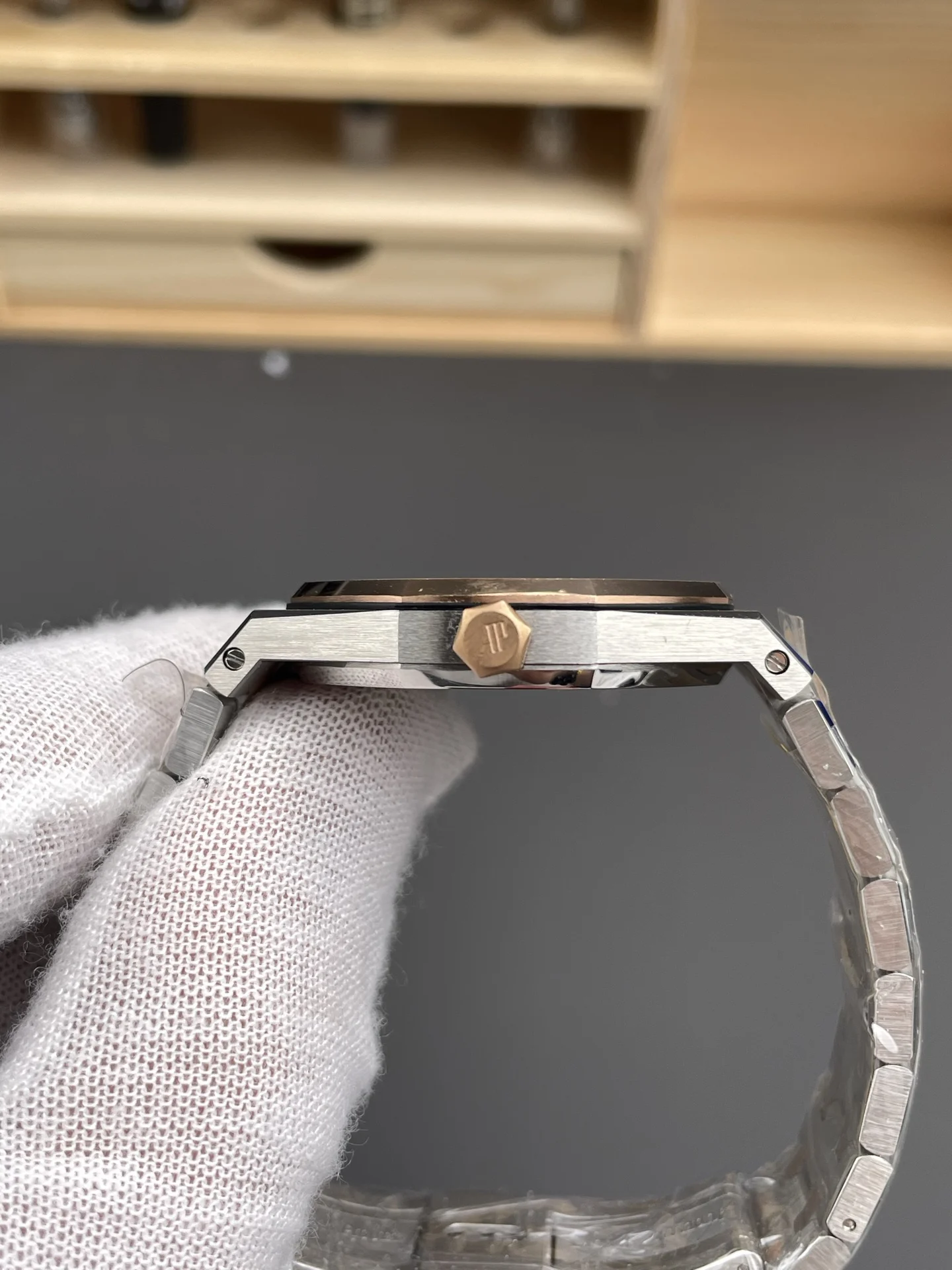 Audemars Piguet Rose Gold White Dial — photographed off the sweep