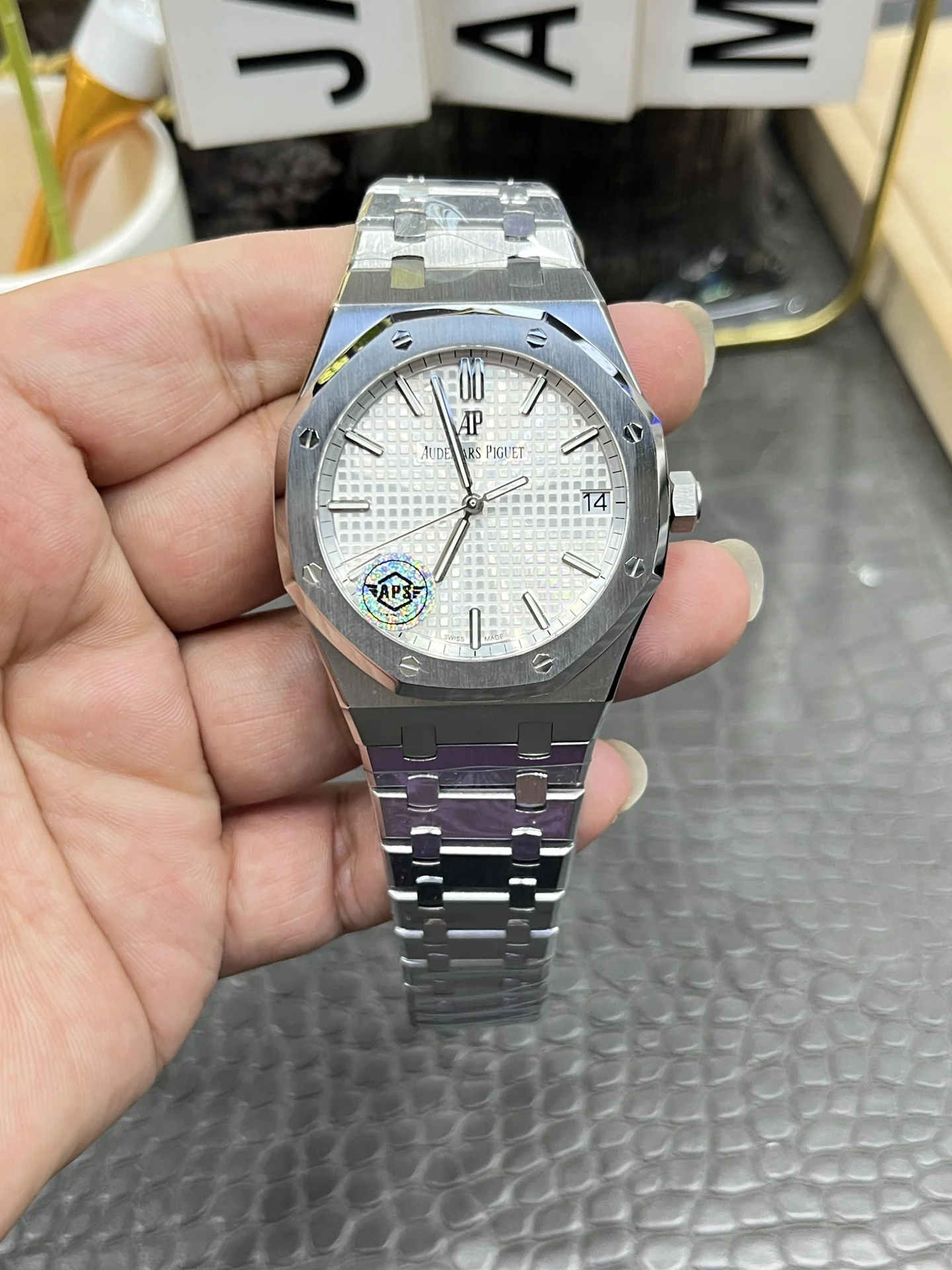 Audemars Piguet Royal Oak 15500 41mm — photographed off the sweep