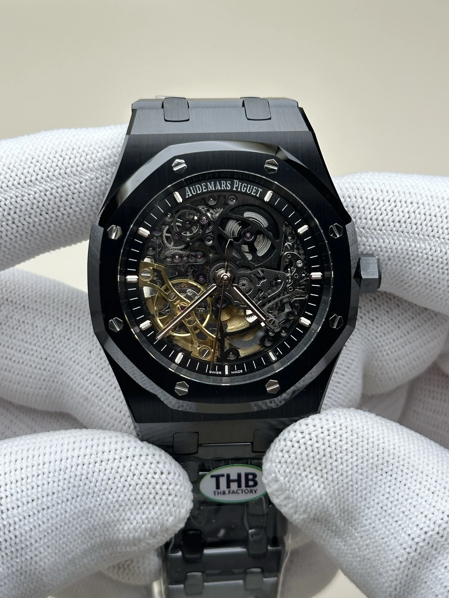 Audemars Piguet Royal Oak Ceramic Black Dial 15416 — photographed off the sweep