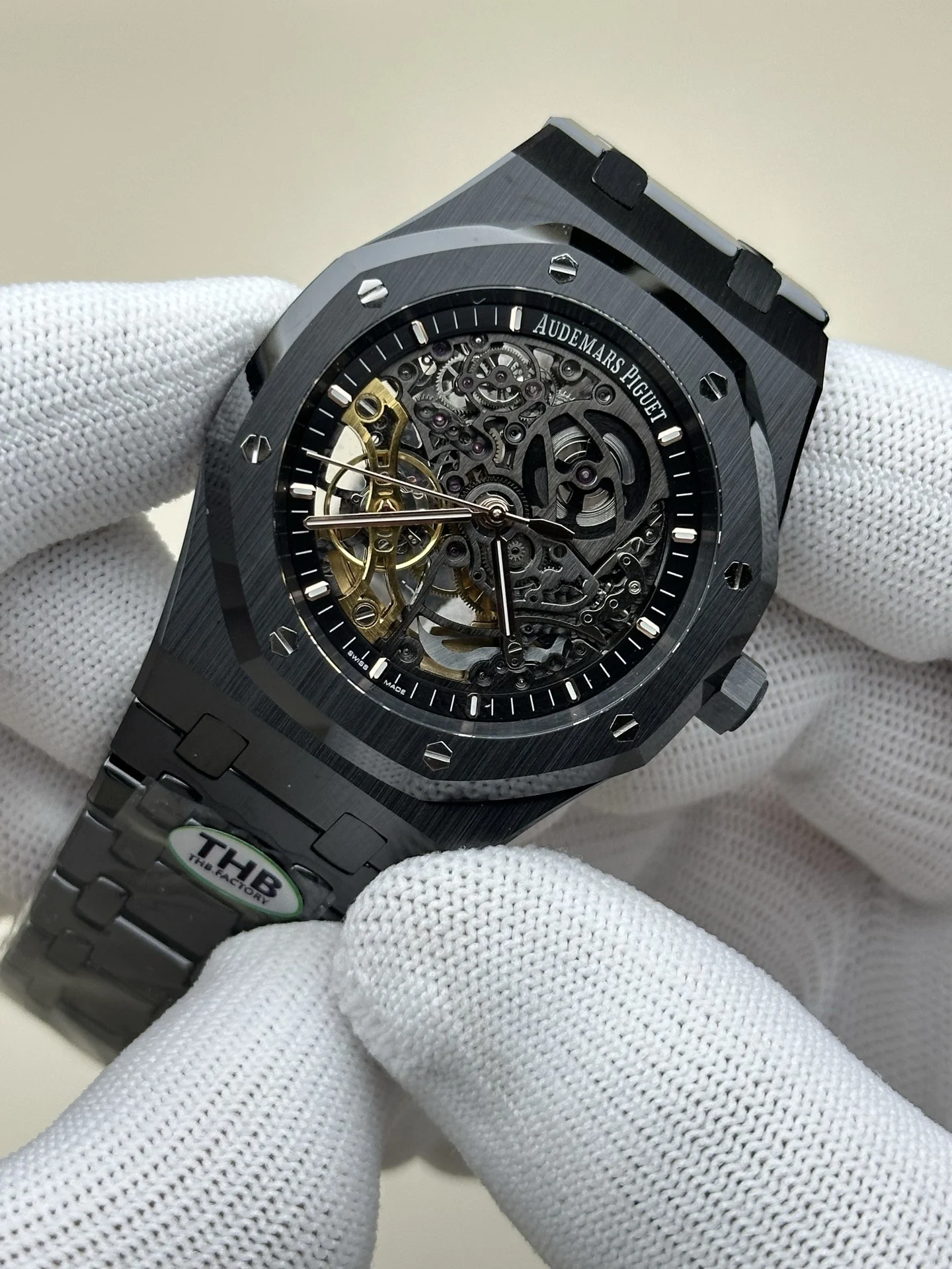 Audemars Piguet Royal Oak Ceramic Black Dial 15416 — photographed off the sweep