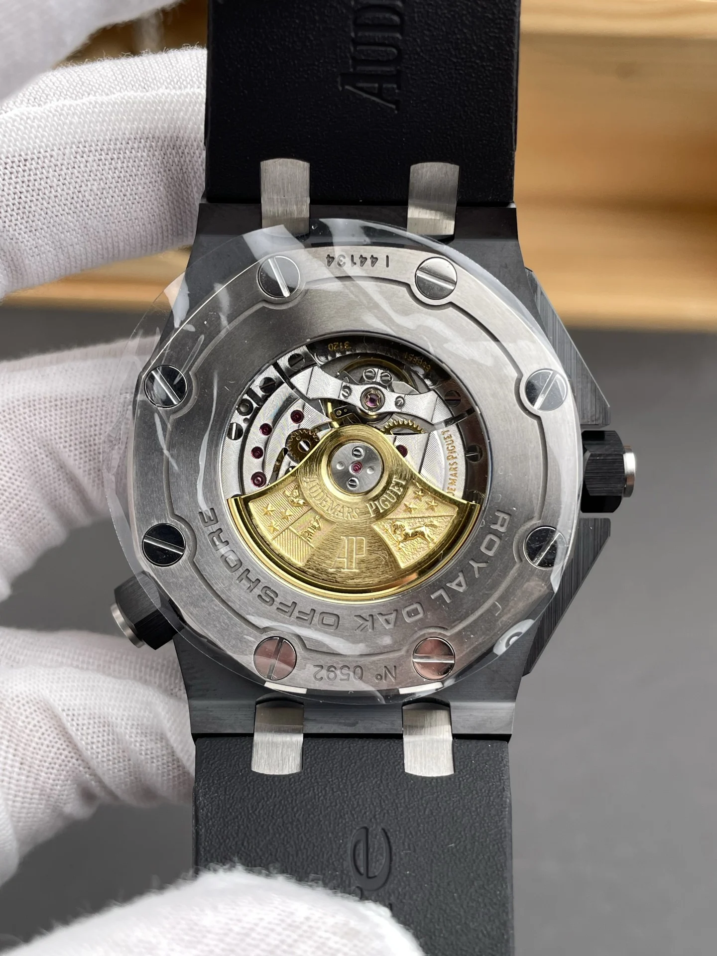 Audemars Piguet Royal Oak Ceramic Black Dial 15707 — photographed off the sweep