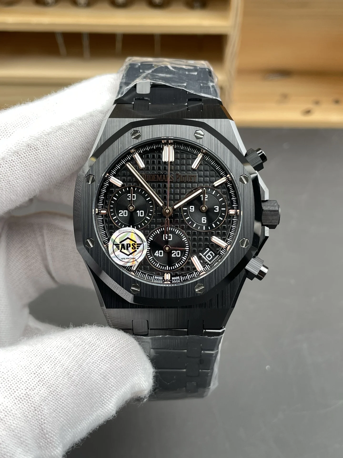 Audemars Piguet Royal Oak Ceramic Black Dial — photographed off the sweep