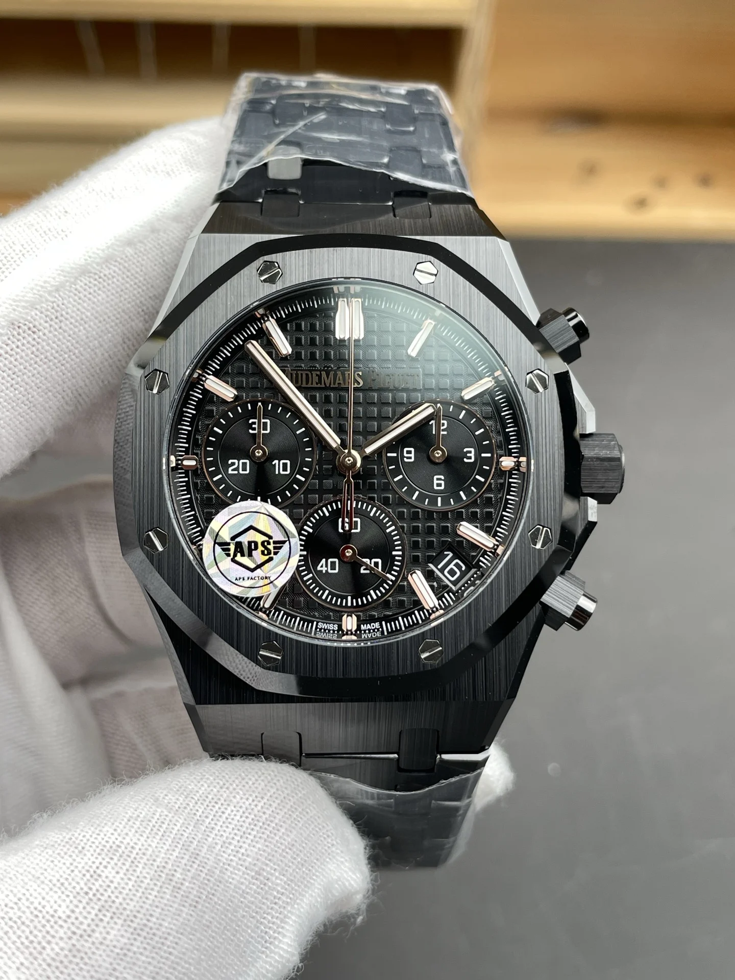 Audemars Piguet Royal Oak Ceramic Black Dial — photographed off the sweep