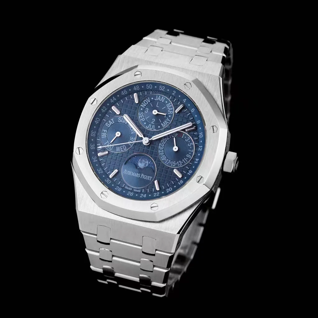 Audemars Piguet Royal Oak Moon Phase Tapisserie 41mm — photographed off the sweep