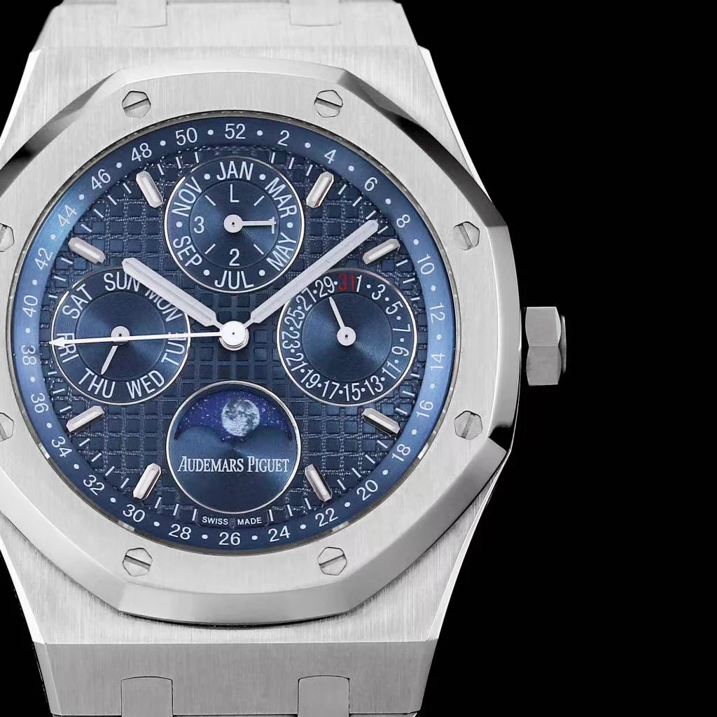 Audemars Piguet Royal Oak Moon Phase Tapisserie 41mm — photographed off the sweep