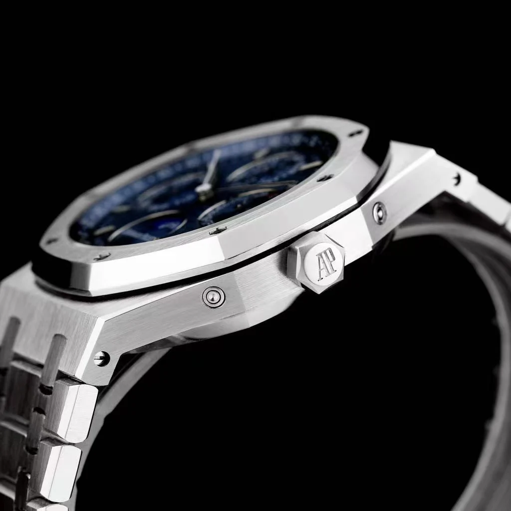 Audemars Piguet Royal Oak Moon Phase Tapisserie 41mm — photographed off the sweep
