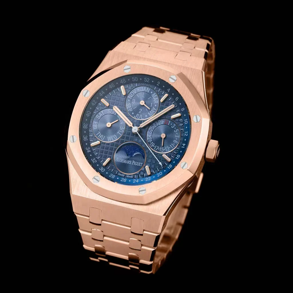 Audemars Piguet Royal Oak Moon Phase Tapisserie 41mm — photographed off the sweep