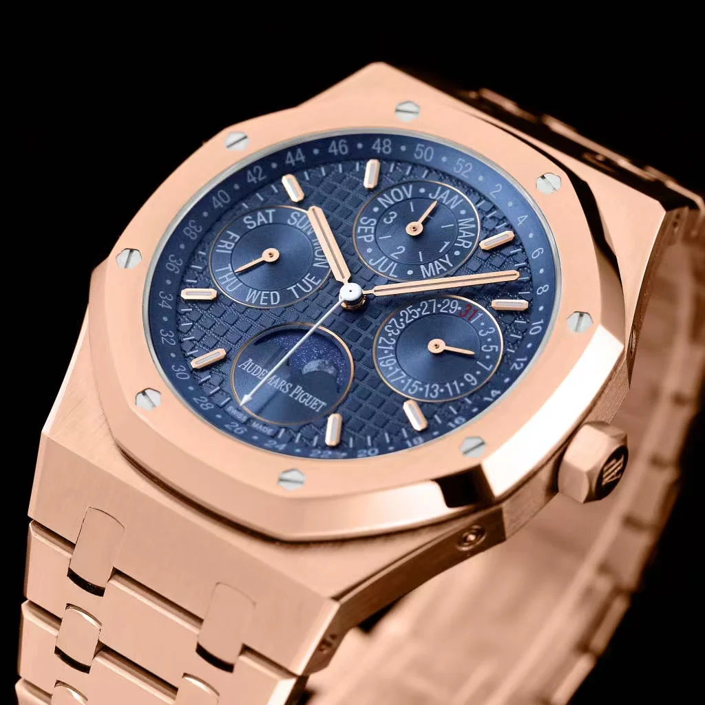 Audemars Piguet Royal Oak Moon Phase Tapisserie 41mm — photographed off the sweep