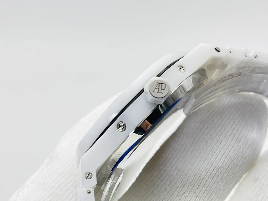 Audemars Piguet Royal Oak Moon Phase Tapisserie Ceramic 41mm — photographed off the sweep