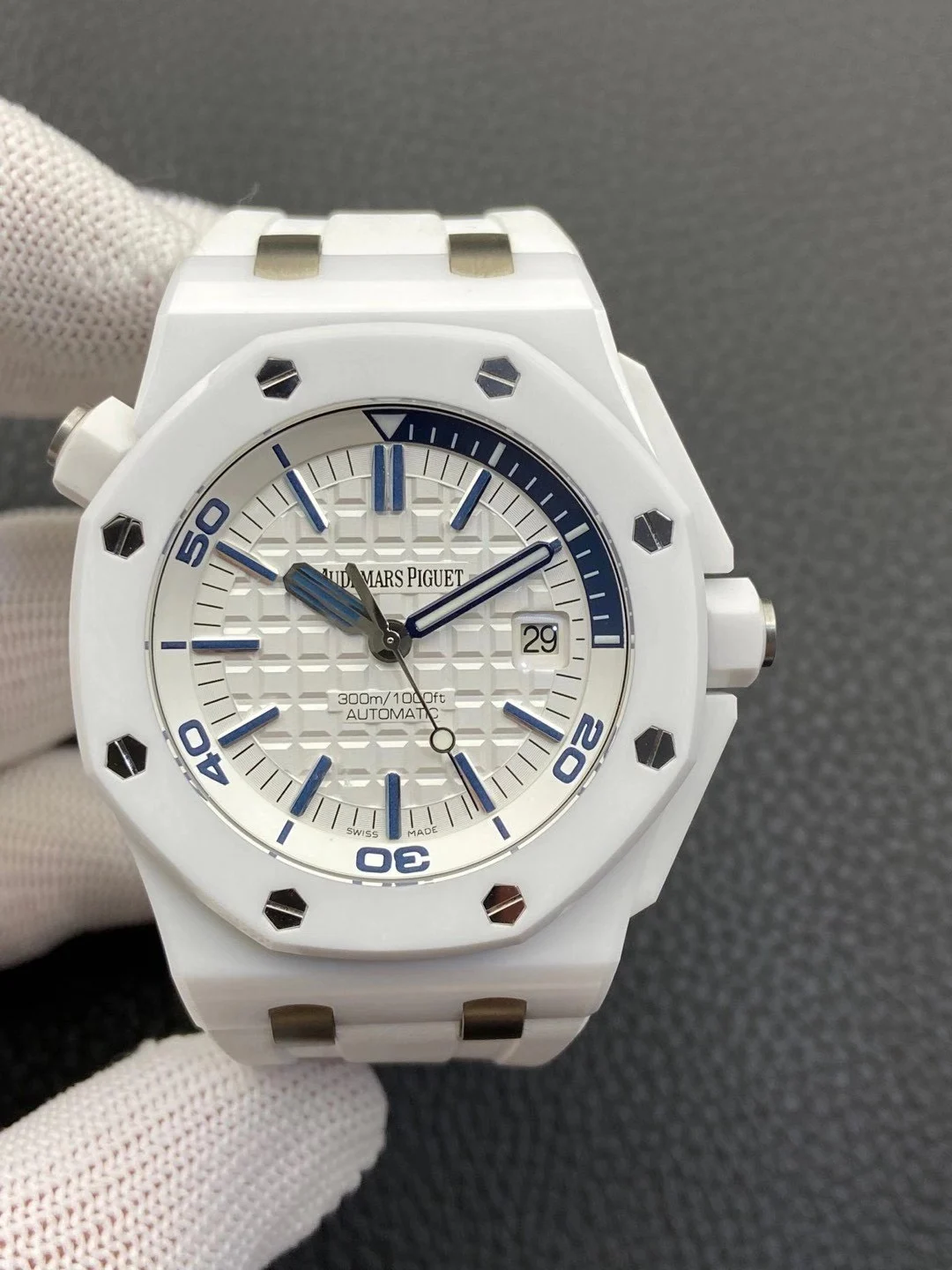 Audemars Piguet Royal Oak Offshore Ceramic White Dial β photographed off the sweep