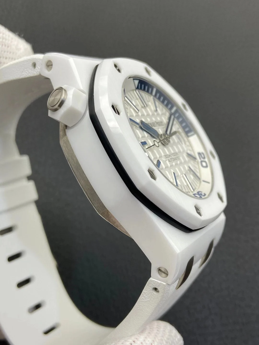 Audemars Piguet Royal Oak Offshore Ceramic White Dial β photographed off the sweep