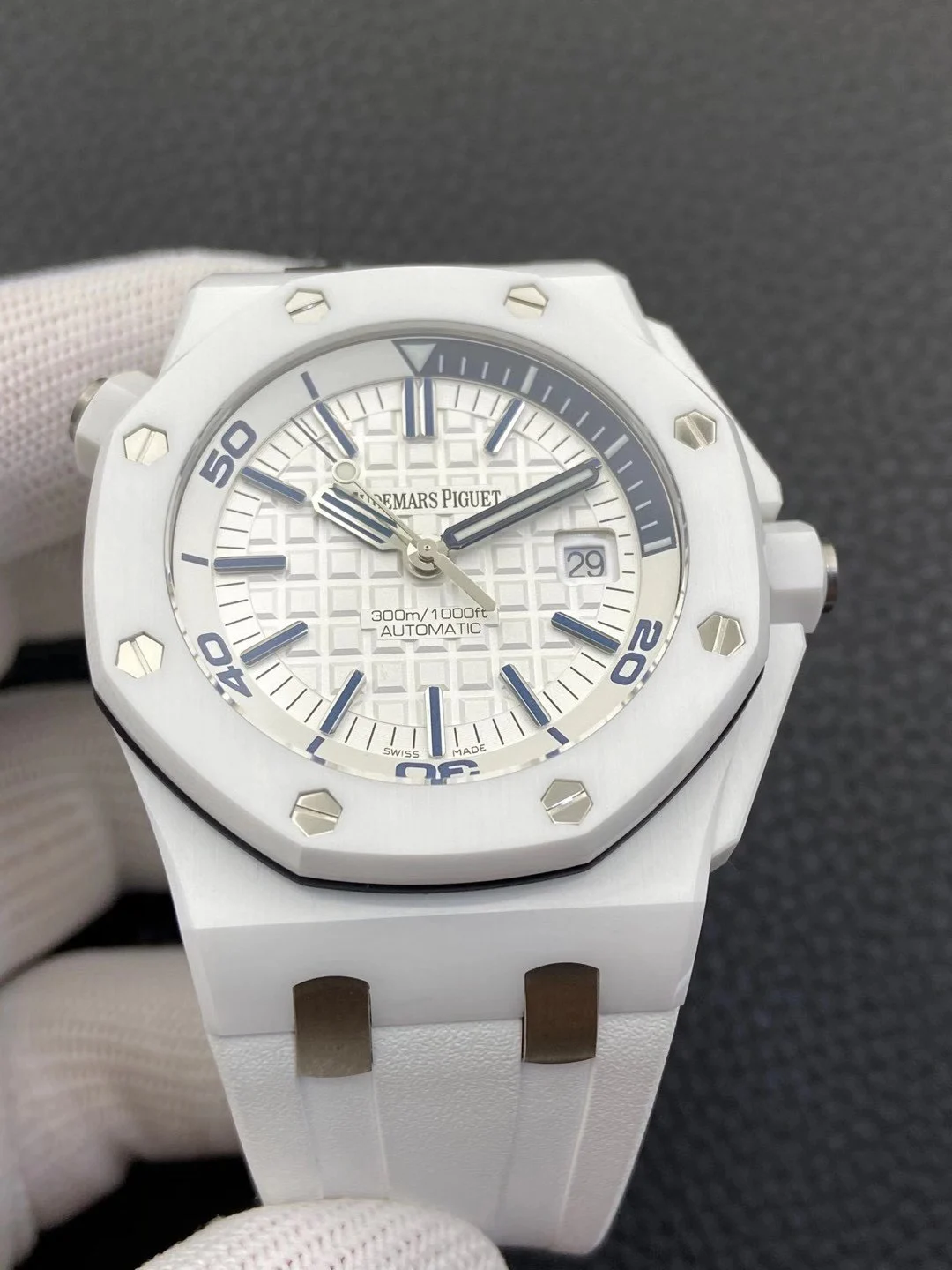 Audemars Piguet Royal Oak Offshore Ceramic White Dial β photographed off the sweep