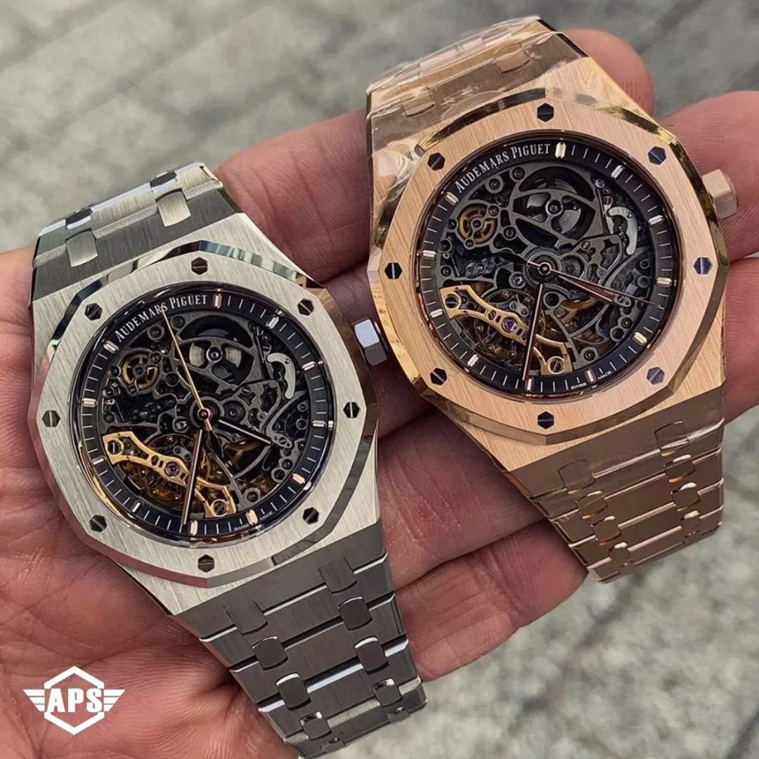Audemars Piguet Royal Oak Offshore Rose Gold Grey Dial 15407ST.OO.1220ST.01 41mm — photographed off the sweep