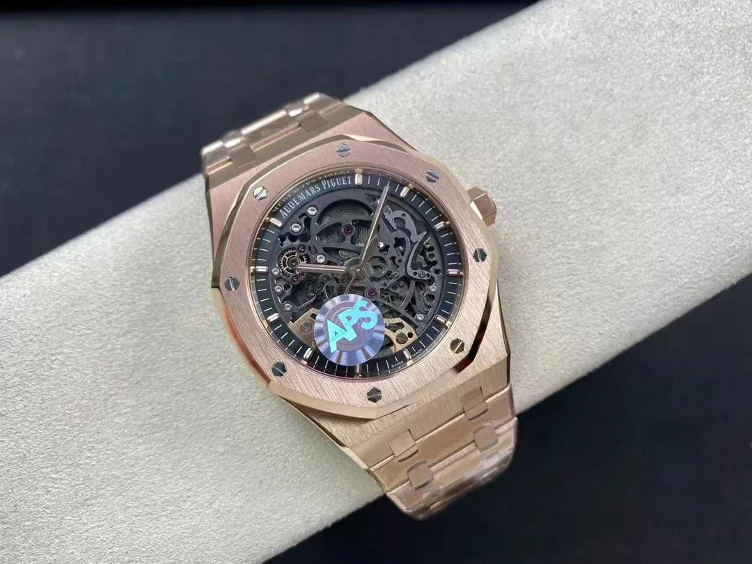 Audemars Piguet Royal Oak Offshore Rose Gold Grey Dial 15407ST.OO.1220ST.01 41mm — photographed off the sweep