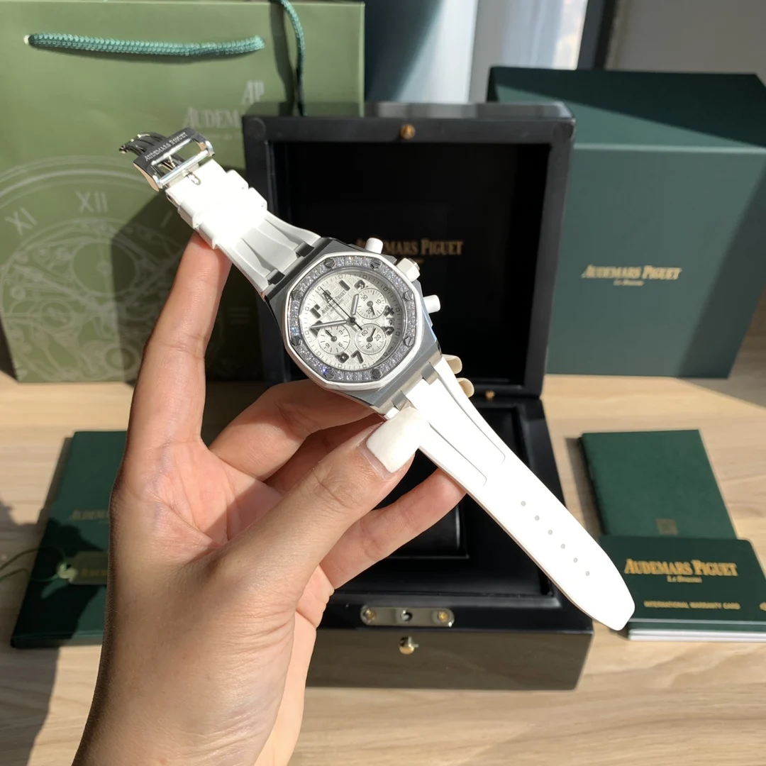 Audemars Piguet Royal Oak Offshore Tapisserie White Gold — photographed off the sweep