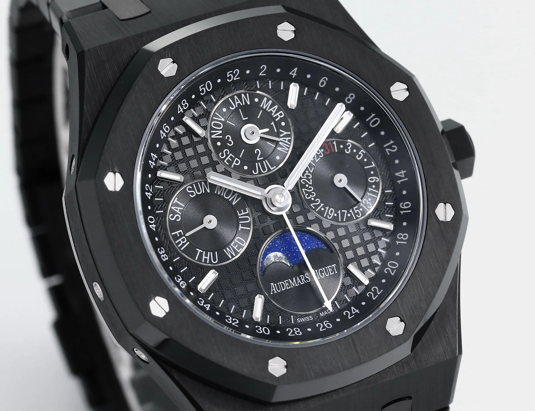 Audemars Piguet Royal Oak Perpetual Calendar 26574ST.OO.1220ST.01 — photographed off the sweep