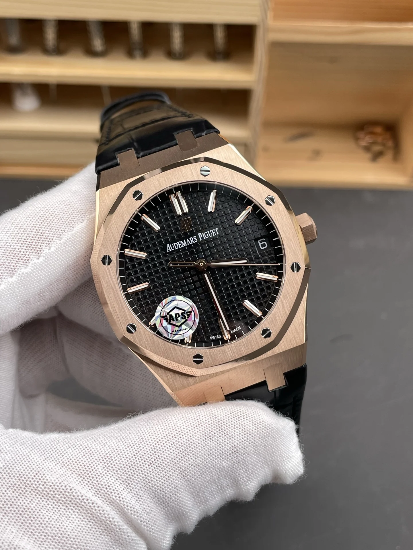 Audemars Piguet Royal Oak Rose Gold 15500 — photographed off the sweep