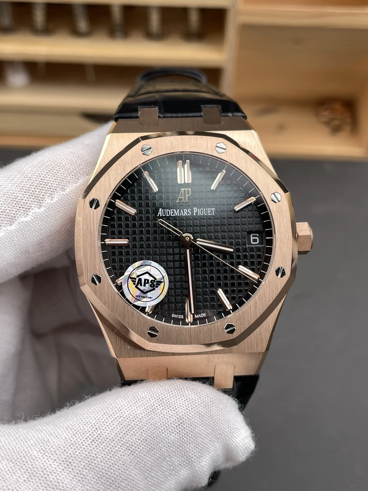 Audemars Piguet Royal Oak Rose Gold 15500 — photographed off the sweep