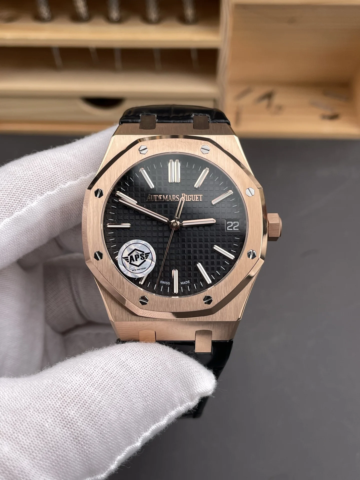 Audemars Piguet Royal Oak Rose Gold 15510 — photographed off the sweep