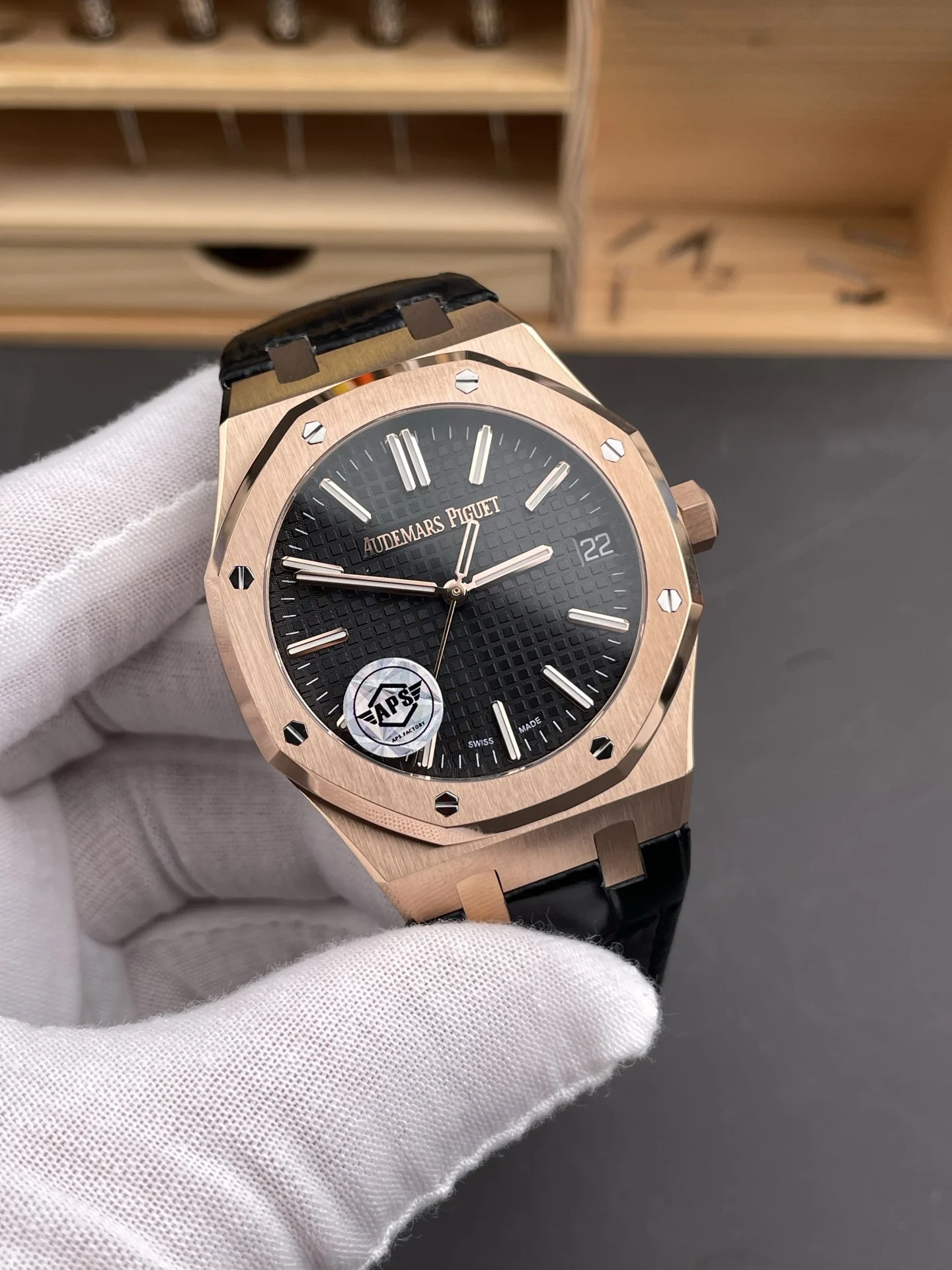 Audemars Piguet Royal Oak Rose Gold 15510 — photographed off the sweep