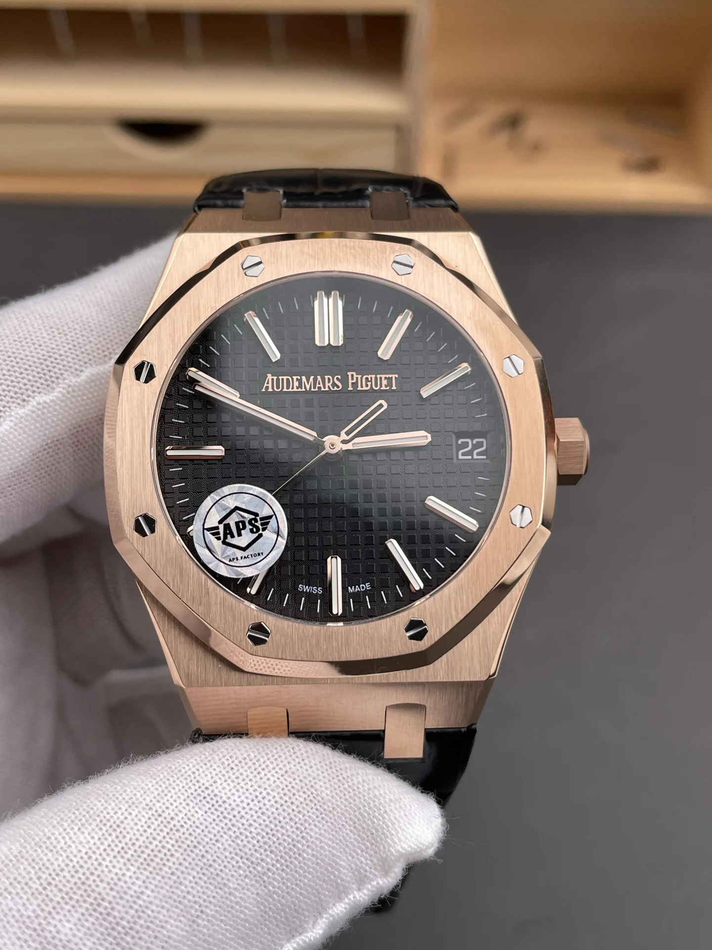 Audemars Piguet Royal Oak Rose Gold 15510 — photographed off the sweep