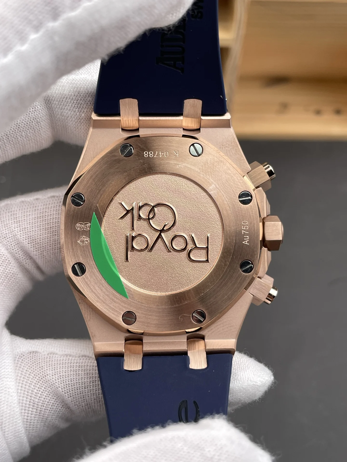 Audemars Piguet Royal Oak Rose Gold Blue Dial 26331OR 41mm — photographed off the sweep