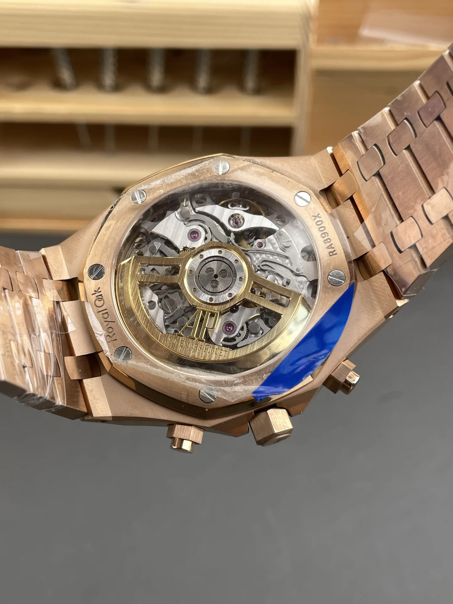 Audemars Piguet Royal Oak Rose Gold Brown Dial 26240 — photographed off the sweep