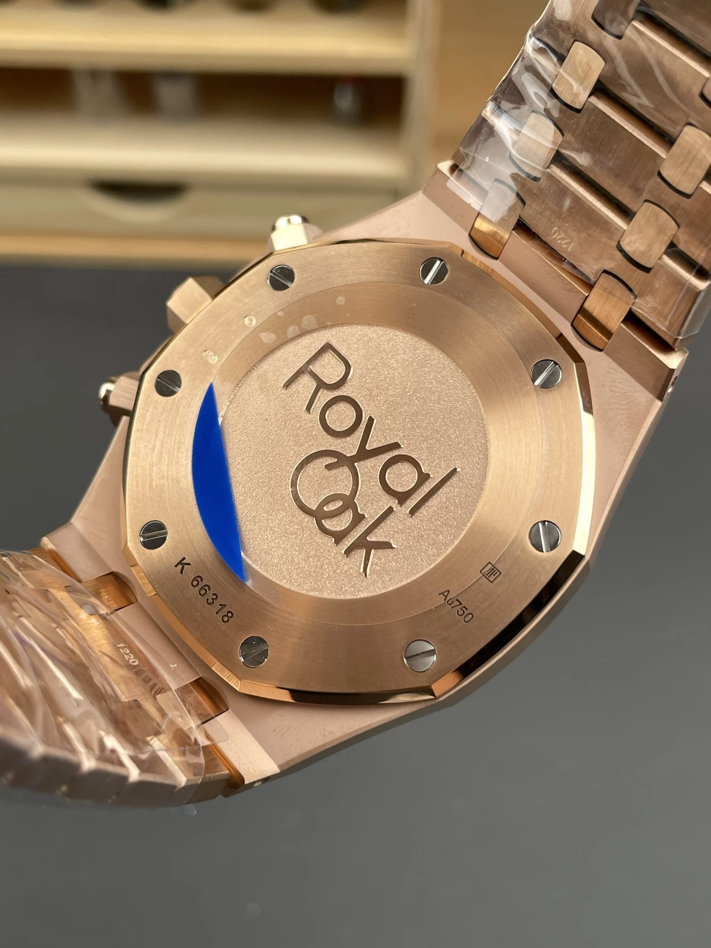 Audemars Piguet Royal Oak Rose Gold Brown Dial 26331OR — photographed off the sweep