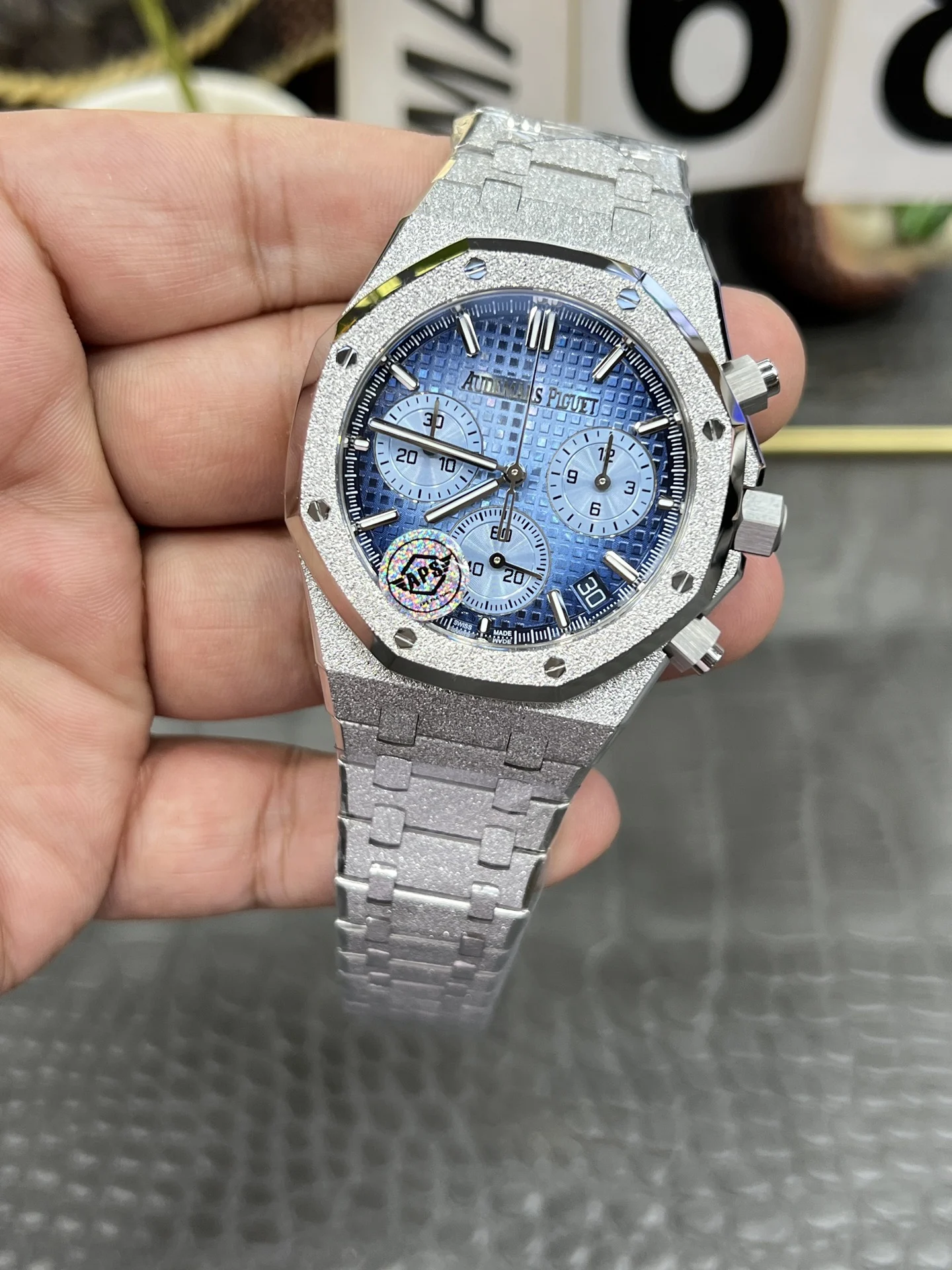Audemars Piguet Royal Oak Steel Green Dial 26240 — photographed off the sweep