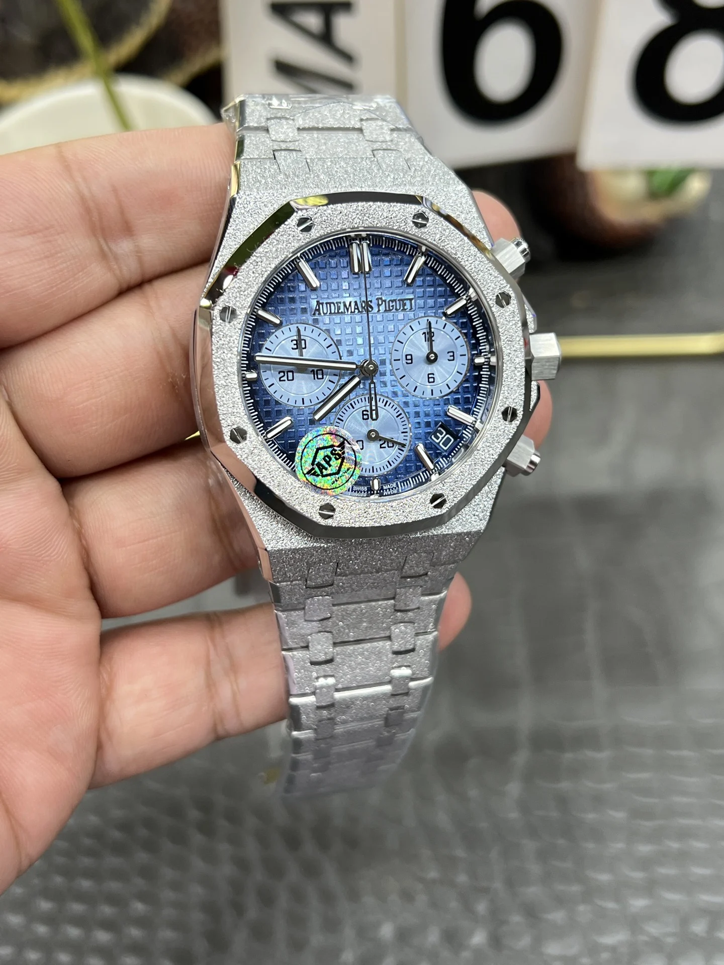 Audemars Piguet Royal Oak Steel Green Dial 26240 — photographed off the sweep
