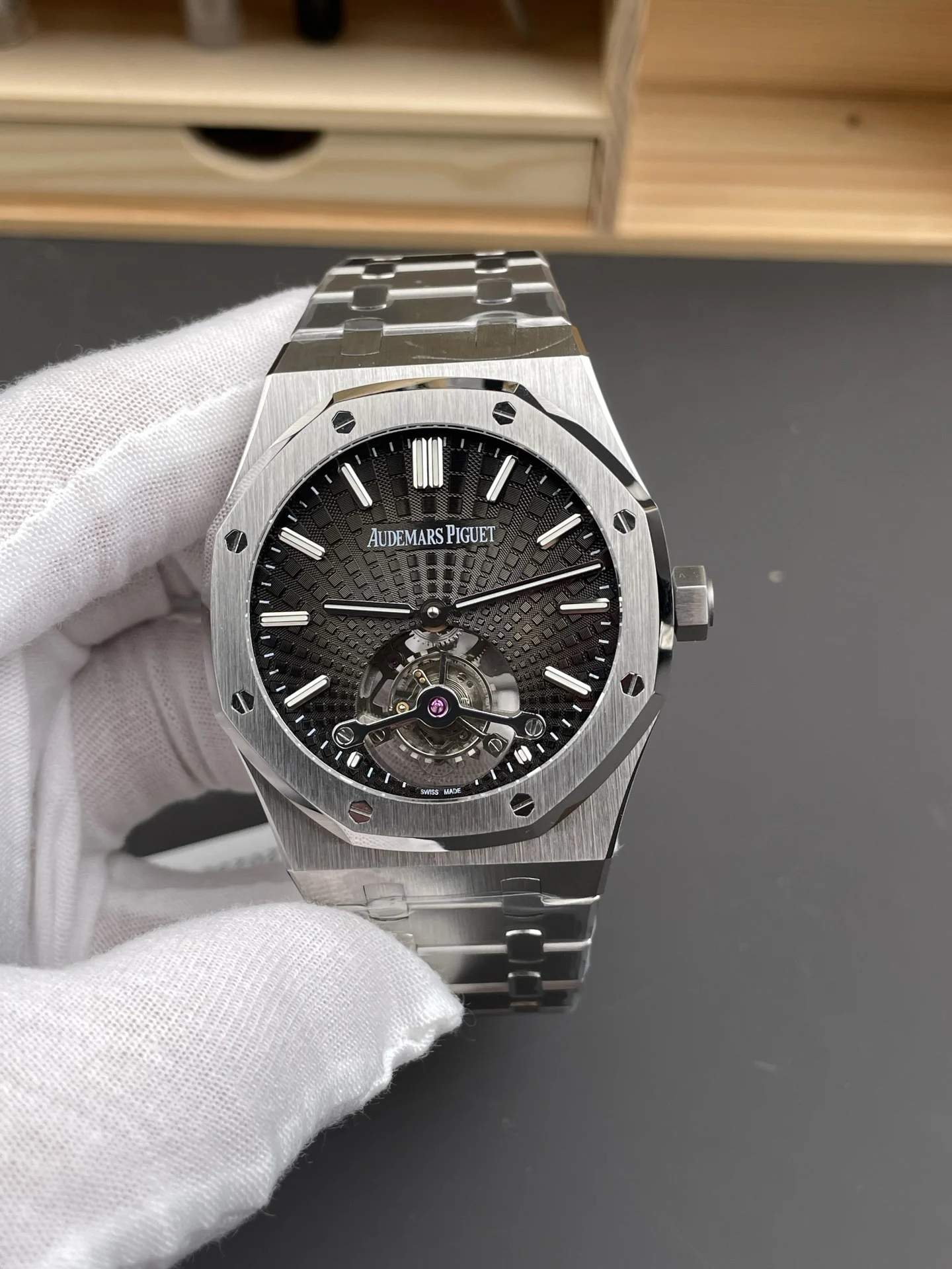 Audemars Piguet Royal Oak Tourbillon 26522 — photographed off the sweep