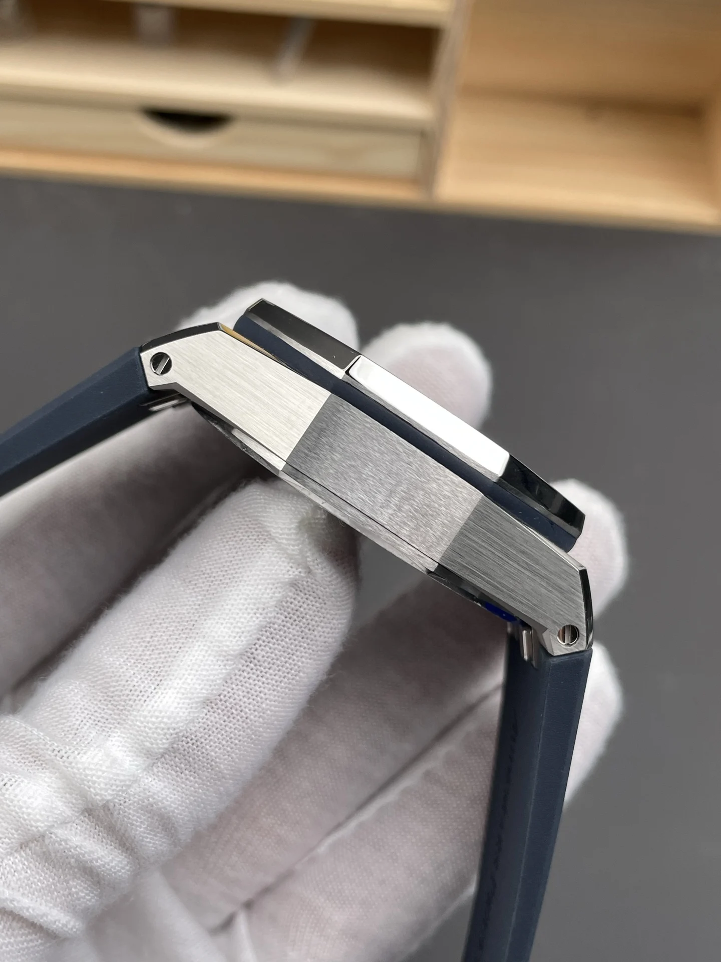 Audemars Piguet Steel Blue Dial 26420 — photographed off the sweep