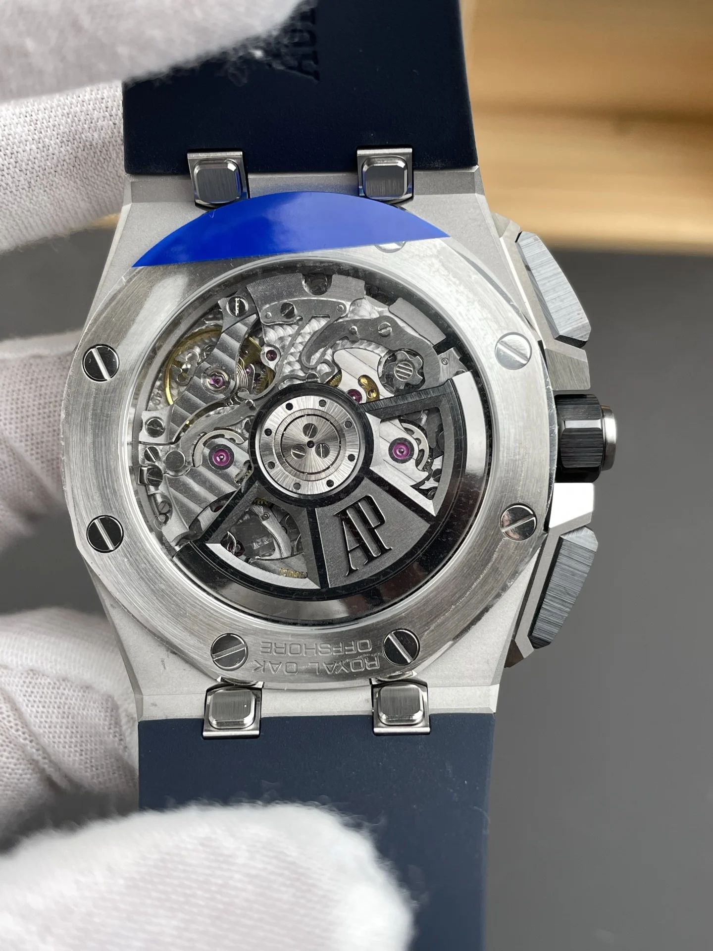 Audemars Piguet Steel Blue Dial 26420 — photographed off the sweep