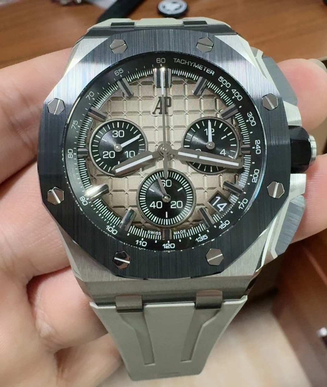 Audemars Piguet Yellow Dial 26420 — photographed off the sweep