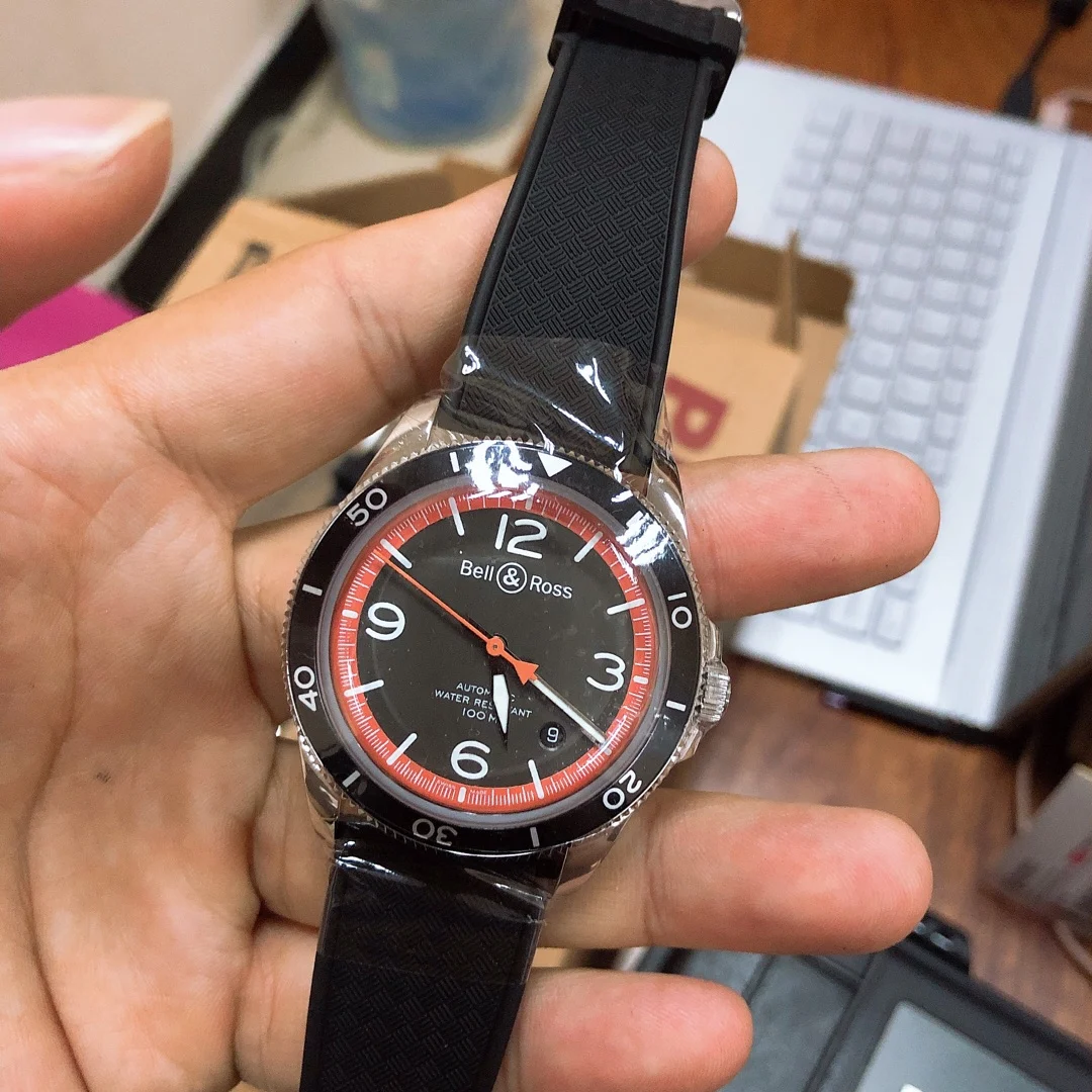 Bell & Ross Men's Model mechanical watch with rubber strap — photographed off the sweep