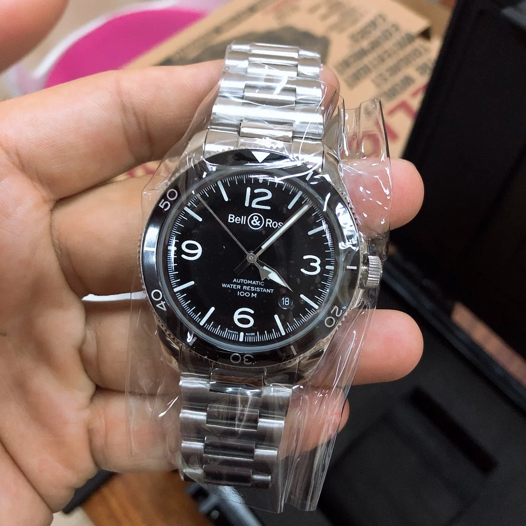 Bell & Ross men's watch arrived, 41mm dress style, original Swiss — photographed off the sweep