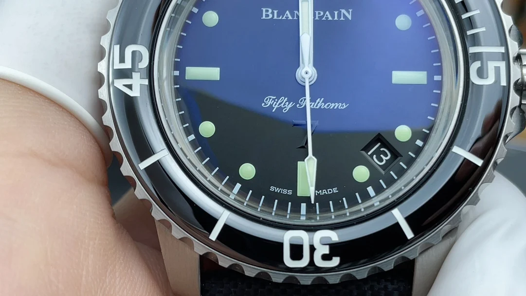 Blancpain Fifty Fathoms — photographed off the sweep