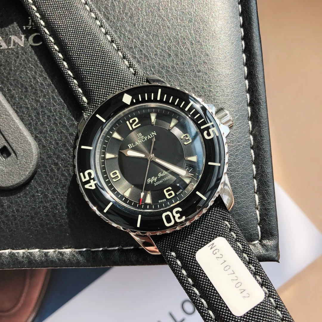 Blancpain Fifty Fathoms Ceramic Black Dial — photographed off the sweep