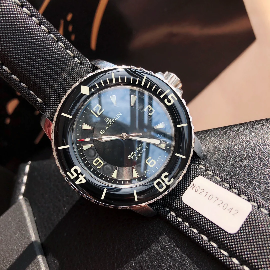 Blancpain Fifty Fathoms Ceramic Black Dial — photographed off the sweep