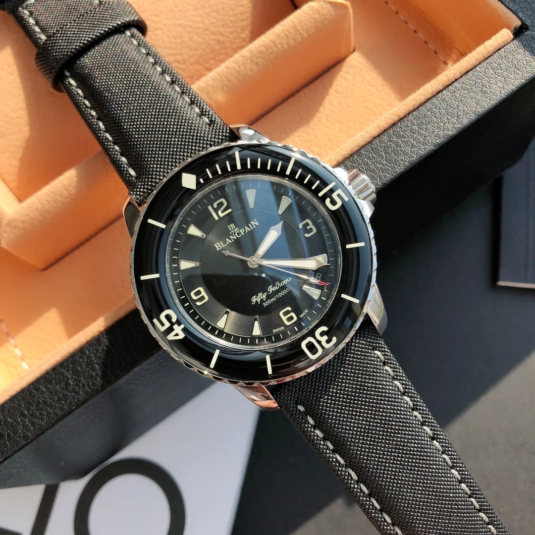 Blancpain Fifty Fathoms Ceramic Black Dial — photographed off the sweep