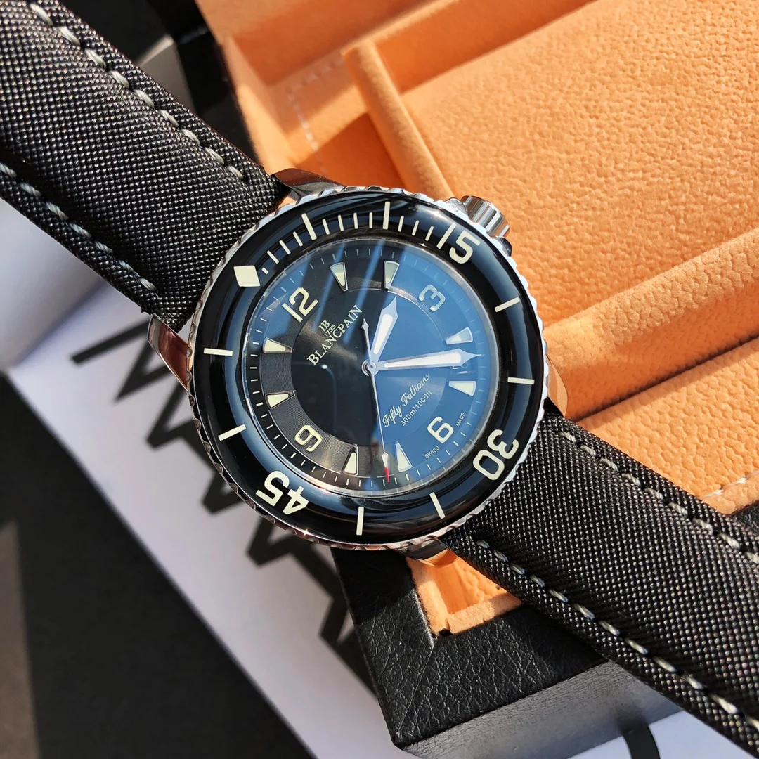 Blancpain Fifty Fathoms Ceramic Black Dial — photographed off the sweep