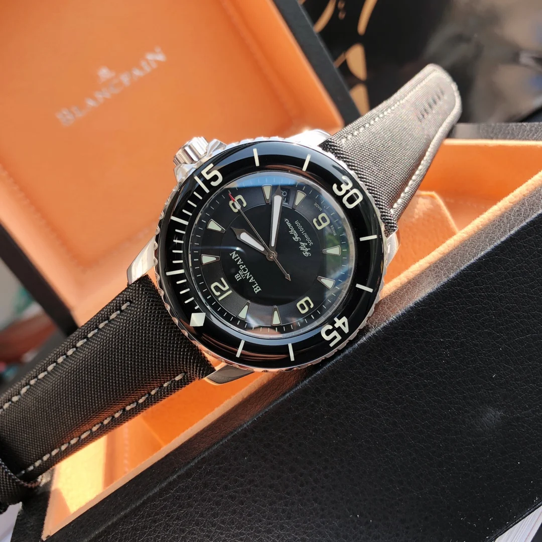 Blancpain Fifty Fathoms Ceramic Black Dial — photographed off the sweep